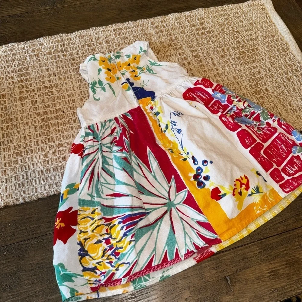 Sue-Sue’s Vintage Hibiscus Flower Sleeveless Patch Pocket Summer Dress Girls 3